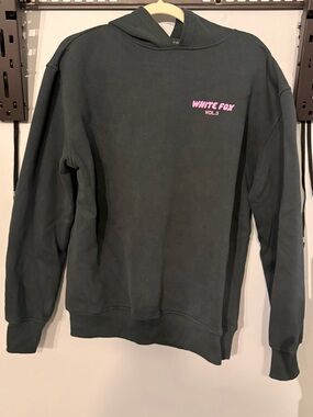 White Fox Vol. 3 Hoodie | Forest Green & Pink | Oversized Cozy Sweatshirt